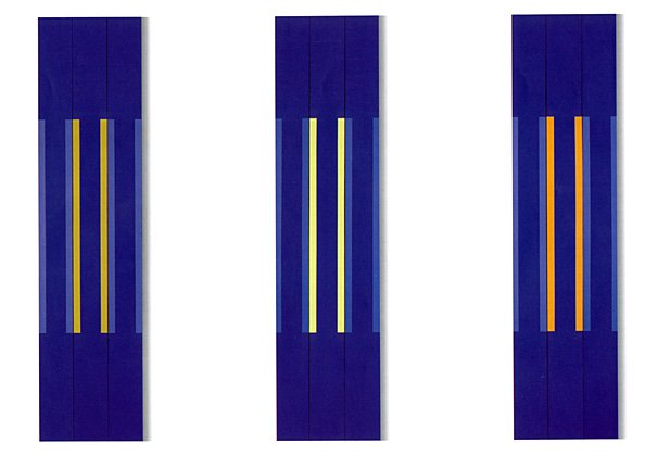 Marie-Thrse Vacossin: Triptychon 117, 1998, Acryl/Leinwand, je 200x48cm